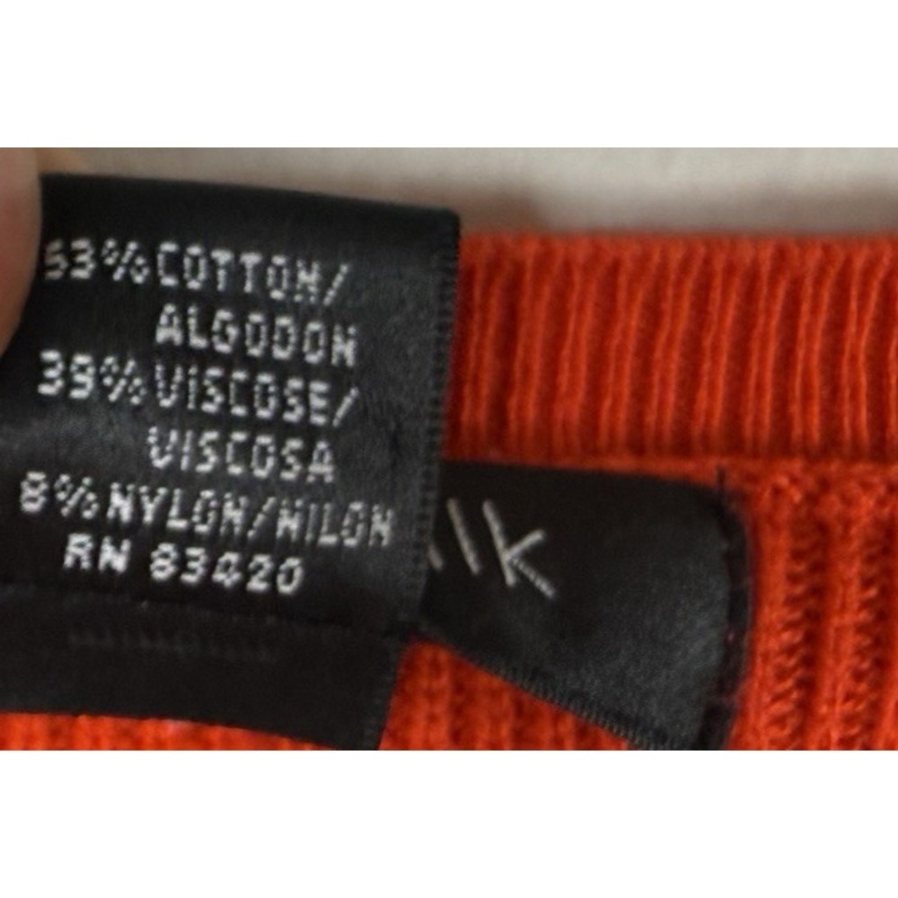 August Silk Red Orange Round Neck Lightweight Ribbed Boxy Sweater Womens Large - Picture 4 of 5
